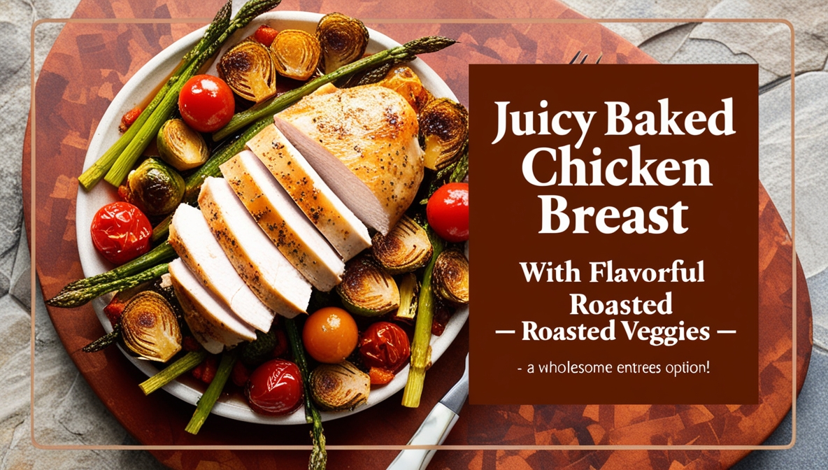 Read more about the article Juicy Baked Chicken Breast with Flavorful Roasted Veggies – Recipe – A Wholesome entrees Option!