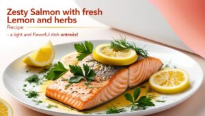 Read more about the article Zesty Salmon with Fresh Lemon and Herbs – Recipe – A Light and Flavorful Dish entrees !